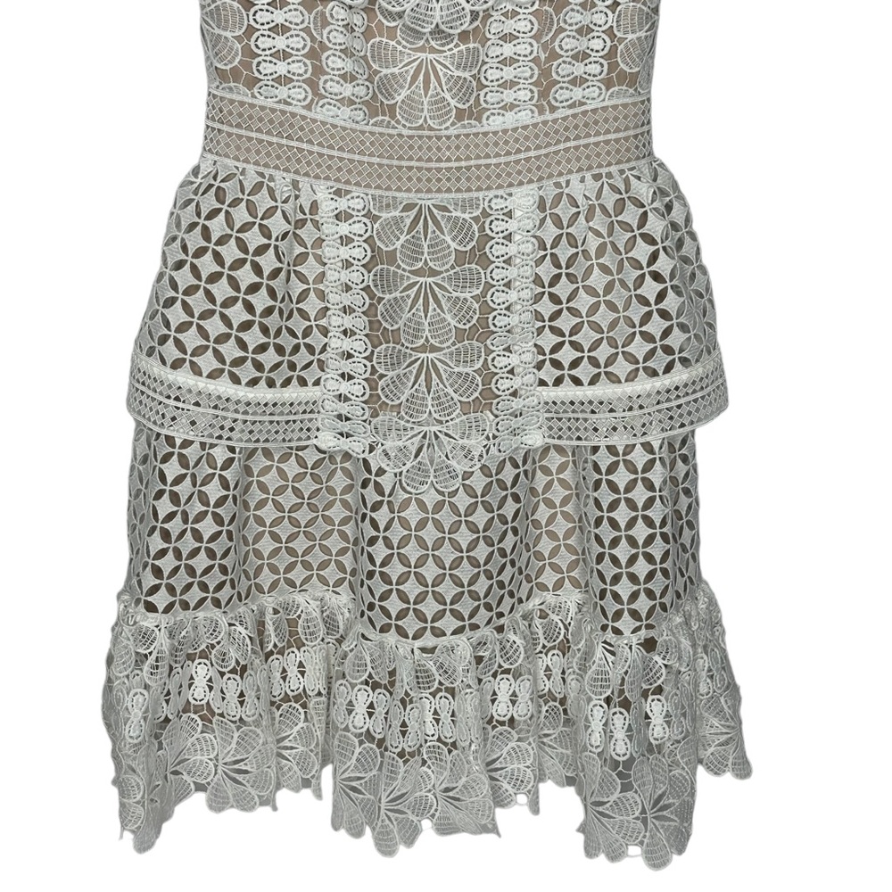 SELF-PORTRAIT Off-the-shoulder guipure Lace Mini Dress 2 ivory - Picture 9 of 16